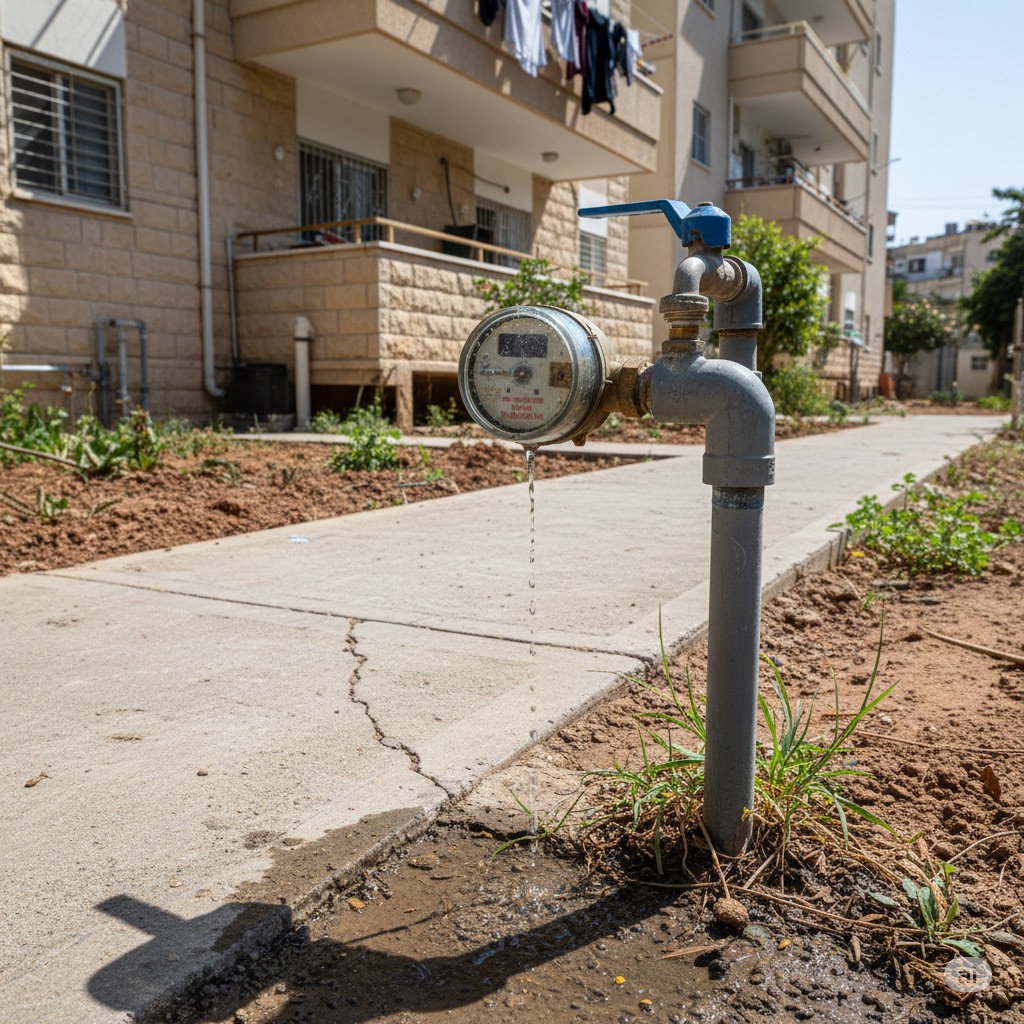 ‏אילוסטרציה AI שעון מים עם נזילה