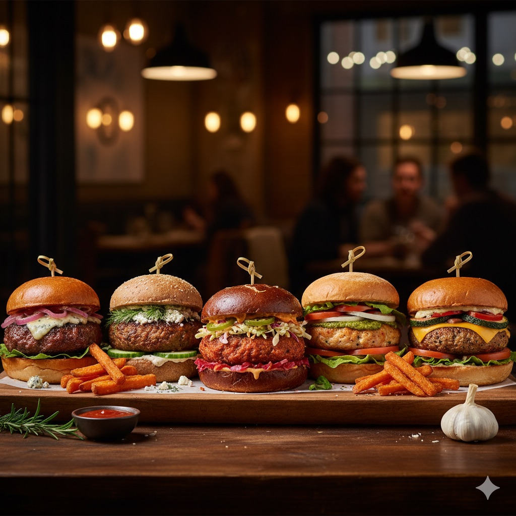 ‏אילוסטרציה AI להמבורגרים ביהוד