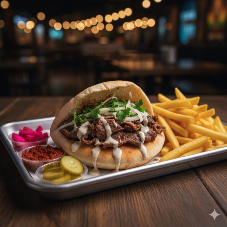 ‏אילוסטרציה AI שווארמה אצל אדרי יהוד