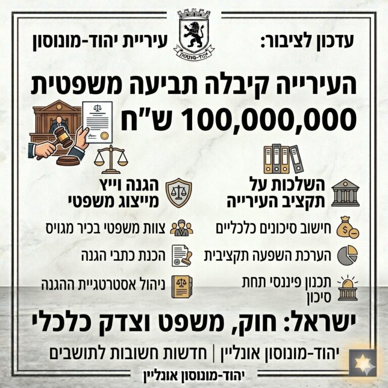 תביעת הענק נגד עיריית יהוד־מונוסון: יזמיות דורשות 100 מיליון שקל בגין עיכוב של שנים בפרויקט מגורים