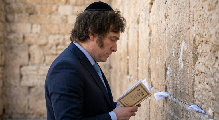 ‏אילוסטרציה AI נשיא ארגנטינה בישראל